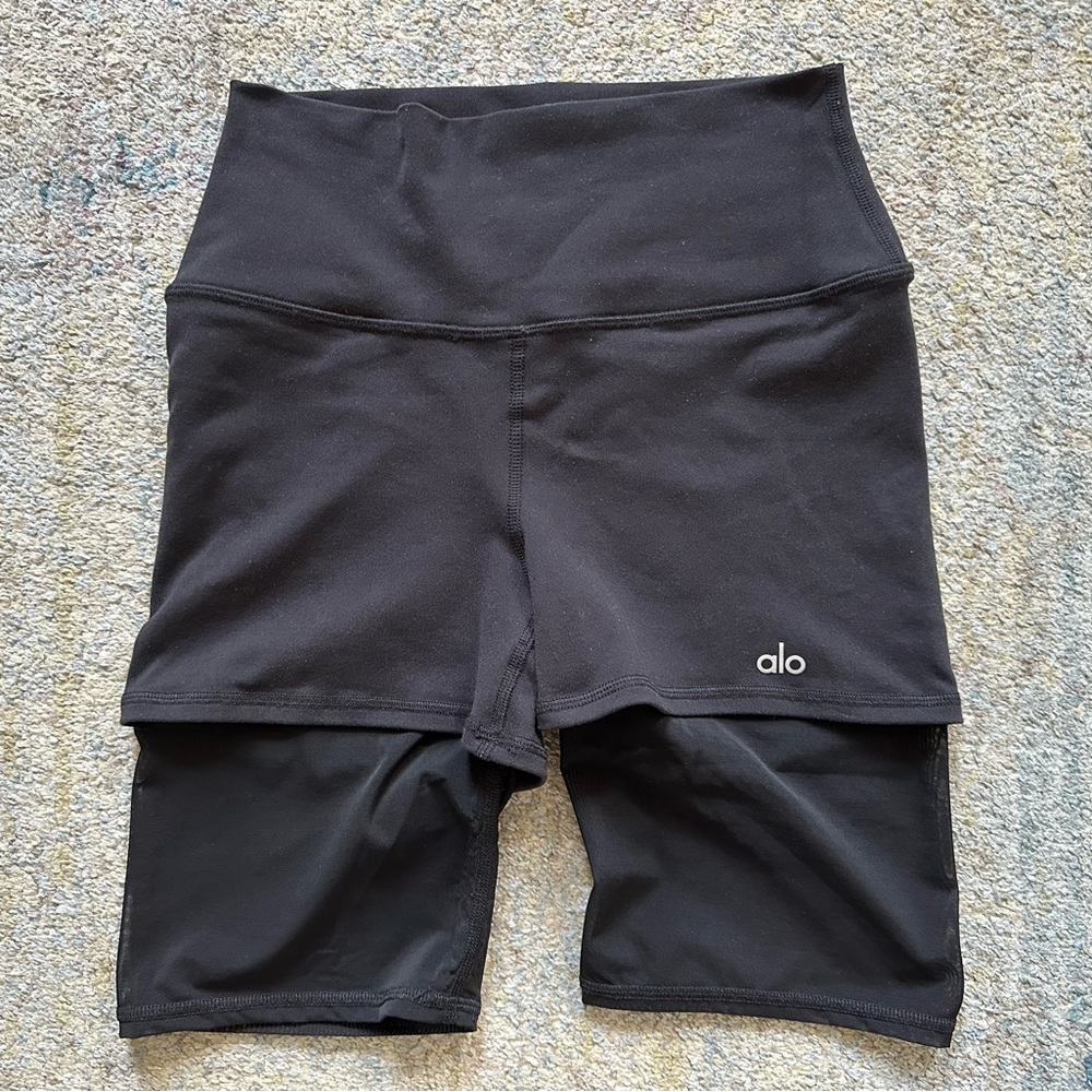 ALO Yoga Mesh Biker Shorts Black Size S